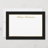 黒エレガントと白の金ゴールド枠 ノートカード (正面)