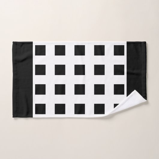 黒エレガントと白の黒の正方形 バスタオルセット (ハンドタオル)