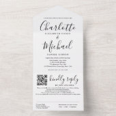 黒エレガントと白のQRコードのスクリプ結婚ト オールインワン招待状 (内側)