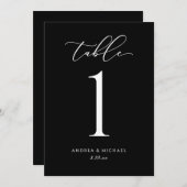 黒エレガントと白結婚のテーブル番号 (正面/裏面)