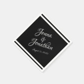 黒エレガントと白結婚の スタンダードカクテルナプキン (角)