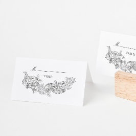 黒エレガントと白結婚の プレイスカード