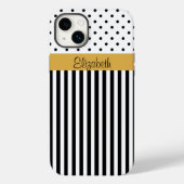 黒エレガントと白 – ストライプ水玉模様 Case-Mate iPhoneケース (裏面)