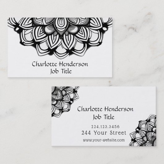 黒エレガントと白 名刺 (正面/裏面)