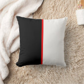 黒エレガントと白、赤の線アクセント クッション (ブランケット)