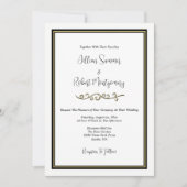 黒エレガントと白、金ゴールド付き結婚 招待状 (正面)