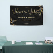 黒エレガントと白、金ゴールド結婚のぶら下がった使用 横断幕 (トレードショー)