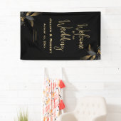 黒エレガントと白、金ゴールド結婚披露宴 横断幕 (インサイチュ)