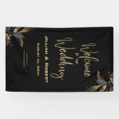 黒エレガントと白、金ゴールド結婚披露宴 横断幕 (横)