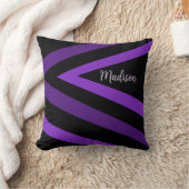 黒エレガントと紫のクストライプのジグ名 クッション (ブランケット)