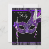 黒エレガントと紫の仮装パーティー 招待状 (正面)