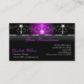 黒エレガントと紫の四角い宝石にロゴを追加 名刺 (裏面)