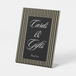 黒エレガントと緑のストライプカードとギフト 台座サイン