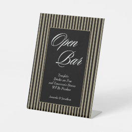 黒エレガントと緑のストライプバー 台座サイン