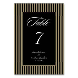 黒エレガントと緑のストライプ テーブルナンバー