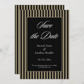黒エレガントと緑のストライプ 招待状 (正面/裏面)