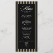 黒エレガントと緑の垂直ストライプ結婚 メニュー (正面)