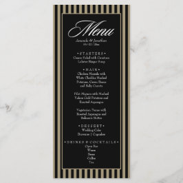 黒エレガントと緑の垂直ストライプ結婚 メニュー