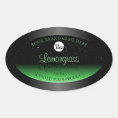 黒エレガントと緑の製品ラベルのグリッターロゴ 楕円形シール (正面)