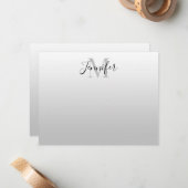 黒エレガントと薄の灰色モノグラグラデーションム ノートカード (正面/裏面インサイチュ)