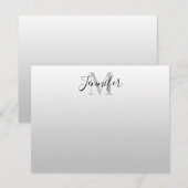 黒エレガントと薄の灰色モノグラグラデーションム ノートカード (正面/裏面)