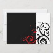 黒エレガントと赤のつる植物結婚式招待状 招待状 (裏面)