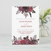 黒エレガントと赤のバラの結婚披露宴 招待状 (スタンド正面)