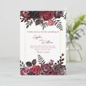 黒エレガントと赤のバラの結婚披露宴 招待状 (スタンド正面)