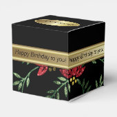 黒エレガントと赤のフローラグリッター |誕生日 フェイバーボックス (裏面サイド)