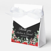 黒エレガントと赤のフローラ結婚 フェイバーボックス (正面サイド)