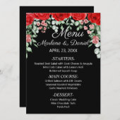 黒エレガントと赤のフローラ結婚 メニュー (正面/裏面)