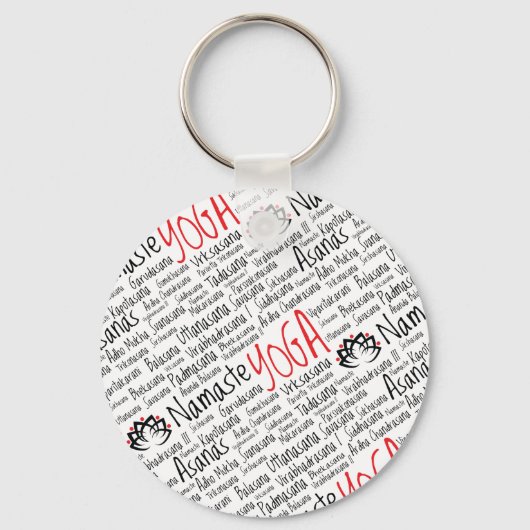 黒エレガントと赤のヨガが蓮の花を立てる キーホルダー (正面)