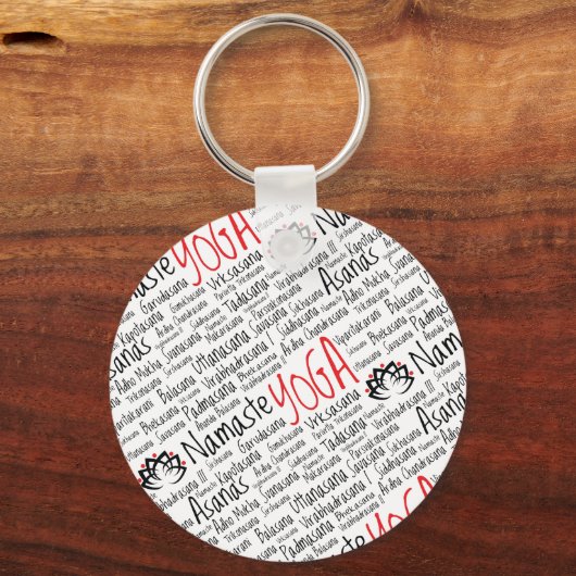 黒エレガントと赤のヨガが蓮の花を立てる キーホルダー (正面)