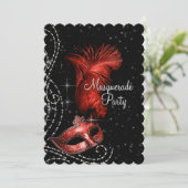 黒エレガントと赤の仮装パーティー 招待状 (スタンド正面)