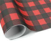 黒エレガントと赤の格子模様金ゴールドクリスマスパターン ラッピングペーパー (ロールコーナー)
