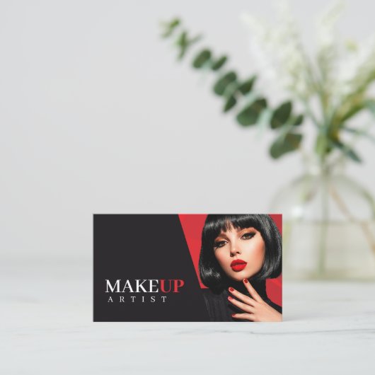 黒エレガントと赤の美しい 名刺 (スタンド正面)