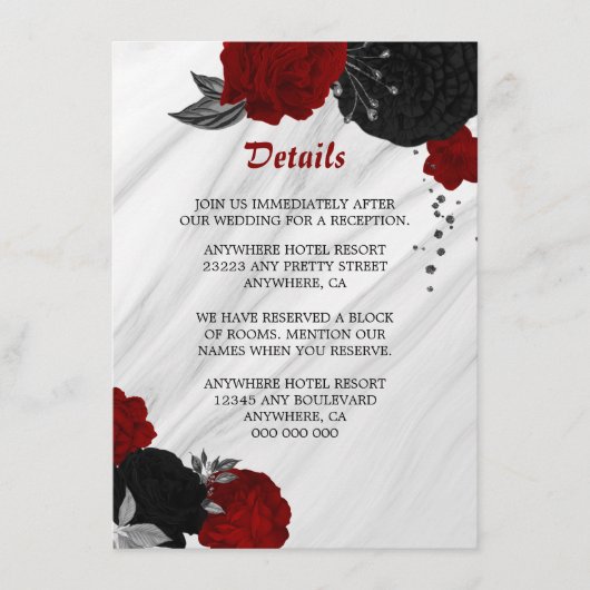 黒エレガントと赤の花詳細エンクロージャカード エンクロージャーカード (正面)