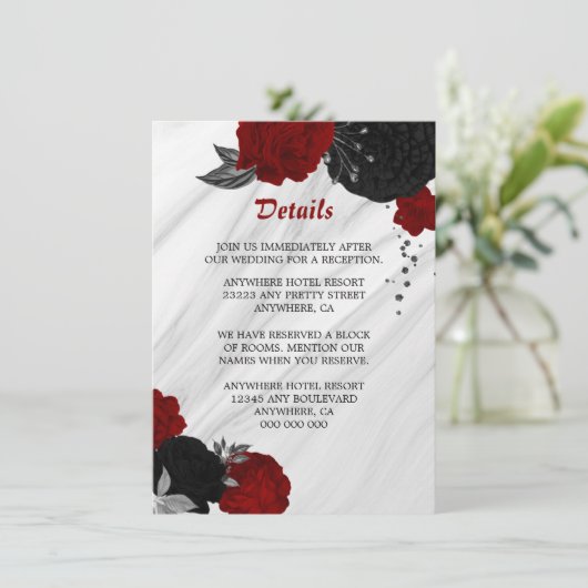 黒エレガントと赤の花詳細エンクロージャカード エンクロージャーカード (スタンド正面)