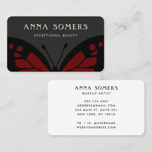 黒エレガントと赤蝶 名刺 (正面/裏面)
