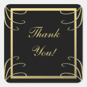 黒エレガントと金ゴールドありがとう スクエアシール (正面)