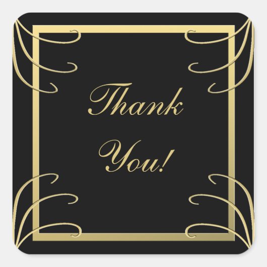 黒エレガントと金ゴールドありがとう スクエアシール (正面)