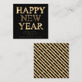 黒エレガントと金ゴールドが新年を迎える スクエア名刺 (正面/裏面)