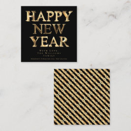 黒エレガントと金ゴールドが新年を迎える スクエア名刺