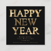 黒エレガントと金ゴールドが新年を迎える スクエア名刺 (正面)