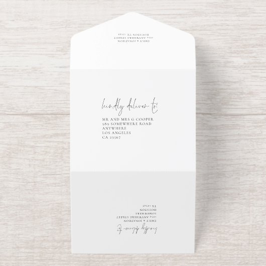 黒エレガントと金ゴールドでホイル結婚を行う オールインワン招待状 (外側)