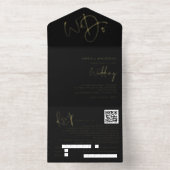 黒エレガントと金ゴールドでホイル結婚を行う オールインワン招待状 (内側)