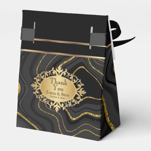 黒エレガントと金ゴールドで大理石を瑪瑙 フェイバーボックス (裏面サイド)