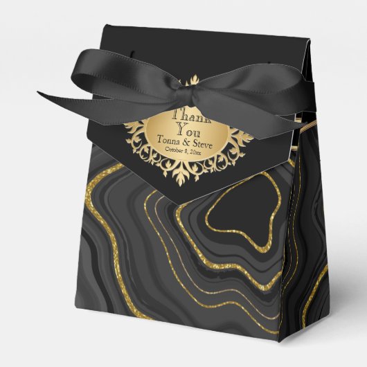 黒エレガントと金ゴールドで大理石を瑪瑙 フェイバーボックス (正面サイド)