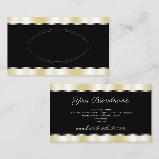 黒エレガントと金ゴールドのきらめく効果プロフェッショナル 名刺 (正面/裏面)