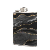 黒エレガントと金ゴールドのアゲート大理石 フラスク (左)